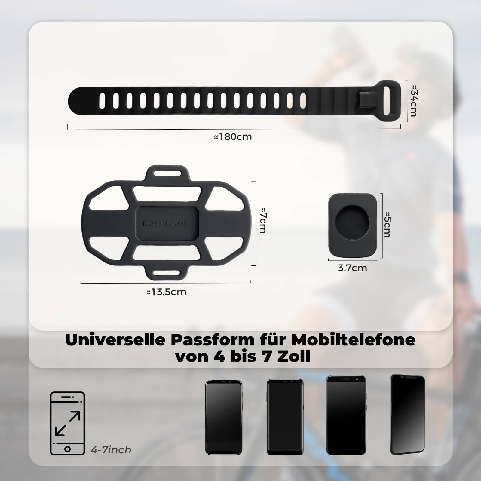 Fahrrad Handyhalterung Stoßdämpfend Kratzfest für 4" - 7" Handy - Fahrrad Handyhalterung ROCKBROS - EU - NooMii
