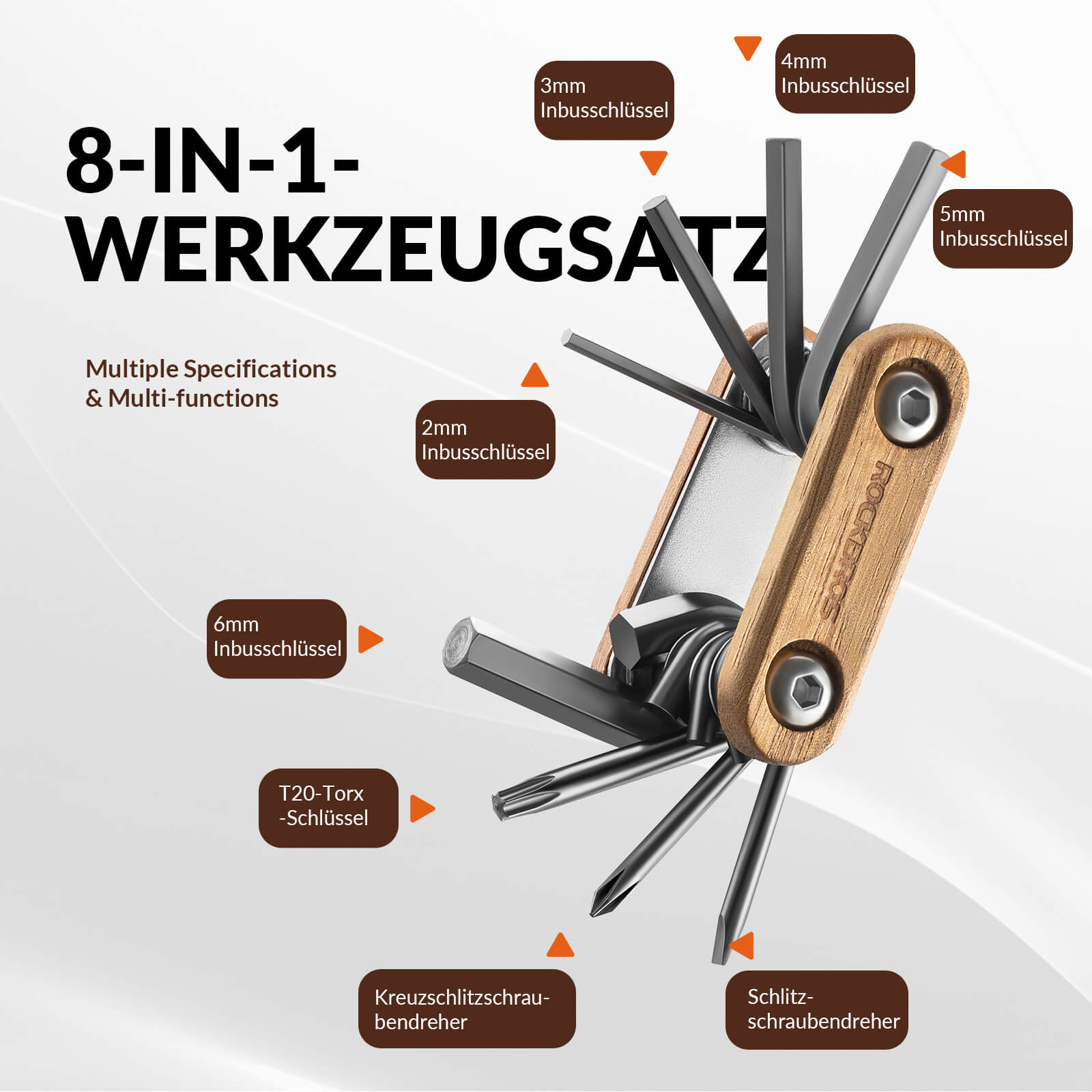 Fahrrad Multifunktionswerkzeug 8 in 1 Reparaturset - Werkzeuge ROCKBROS - EU - NooMii