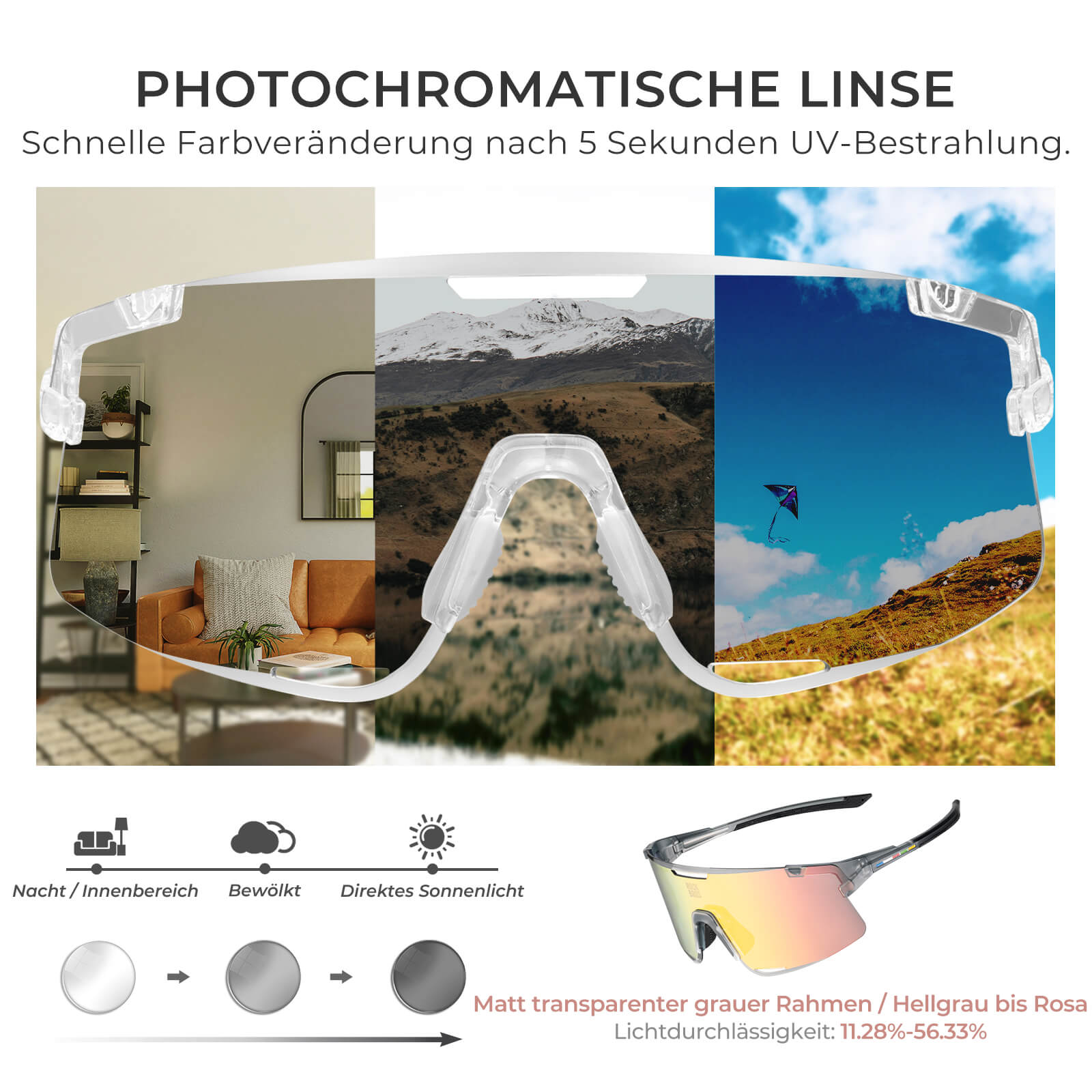 Fahrradbrille Drei - Gläser Konfigurationssystem - BOUNDLESS Serie - Fahrradbrille ROCKBROS - EU - NooMii