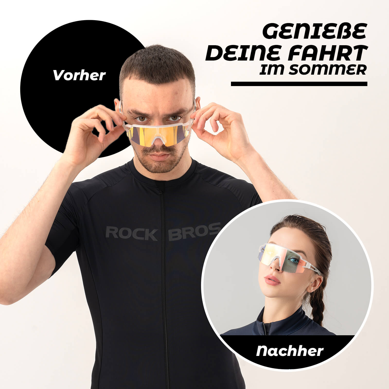 Fahrradbrille Photochromatisch Sonnenbrille UV400 - Schutz - Fahrradbrille ROCKBROS - EU - NooMii