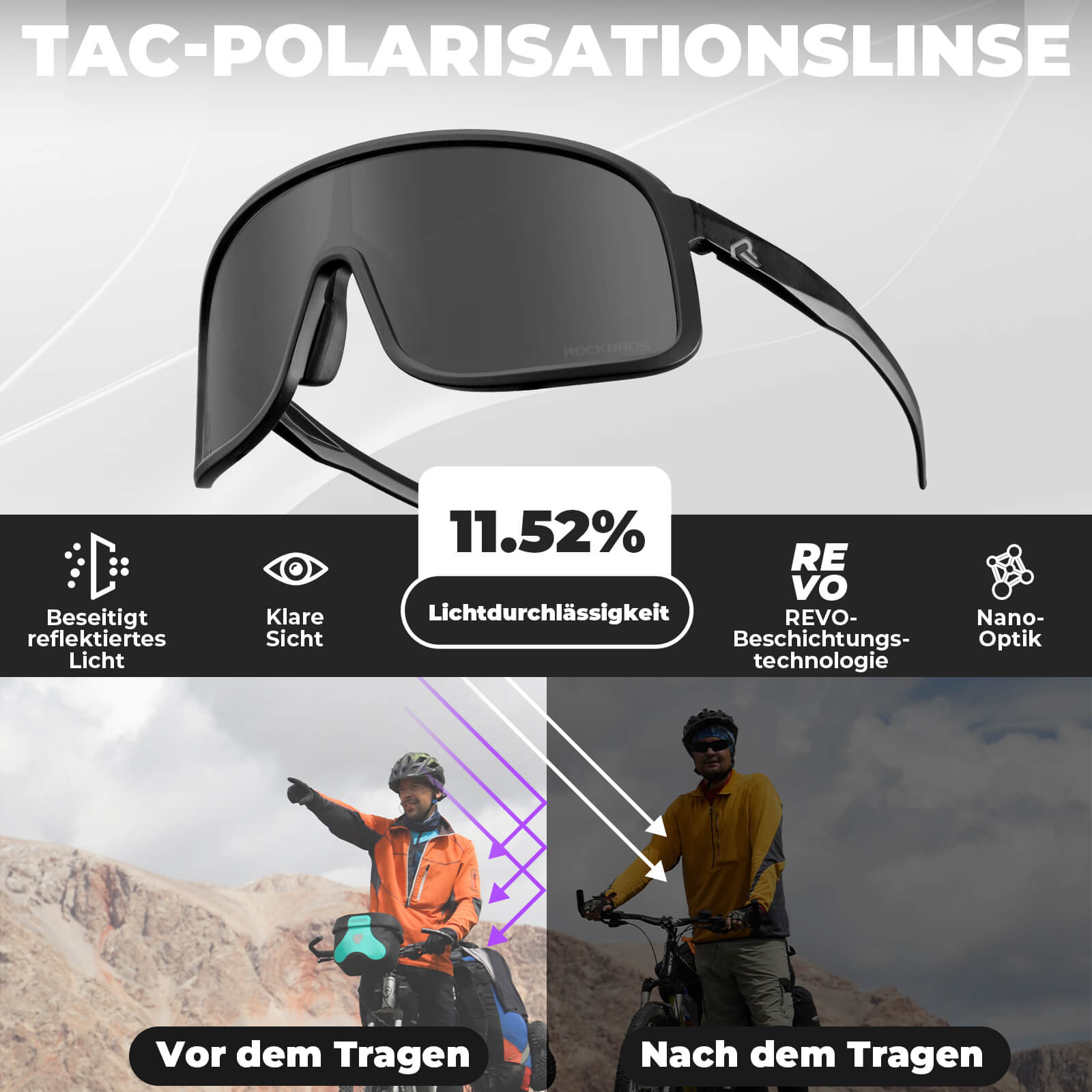 Fahrradbrille Polarisiert Sonnenbrille UV400 - Schutz – SHOWDOW Serie - Fahrradbrille ROCKBROS - EU - NooMii