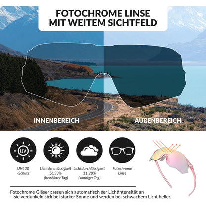 Fahrradbrille Selbsttönend UV400 - Schutz Ohne Rahmen - SWIFT - Fahrradbrille ROCKBROS - EU - NooMii