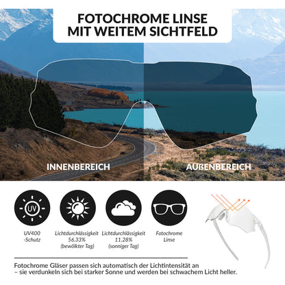 Fahrradbrille Selbsttönend UV400 - Schutz Ohne Rahmen - SWIFT - Fahrradbrille ROCKBROS - EU - NooMii