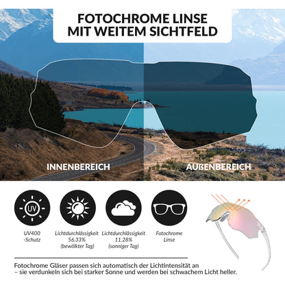 Fahrradbrille Selbsttönend UV400 - Schutz Ohne Rahmen - SWIFT - Fahrradbrille ROCKBROS - EU - NooMii