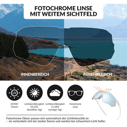 Fahrradbrille Selbsttönend UV400 - Schutz Ohne Rahmen - SWIFT - Fahrradbrille ROCKBROS - EU - NooMii