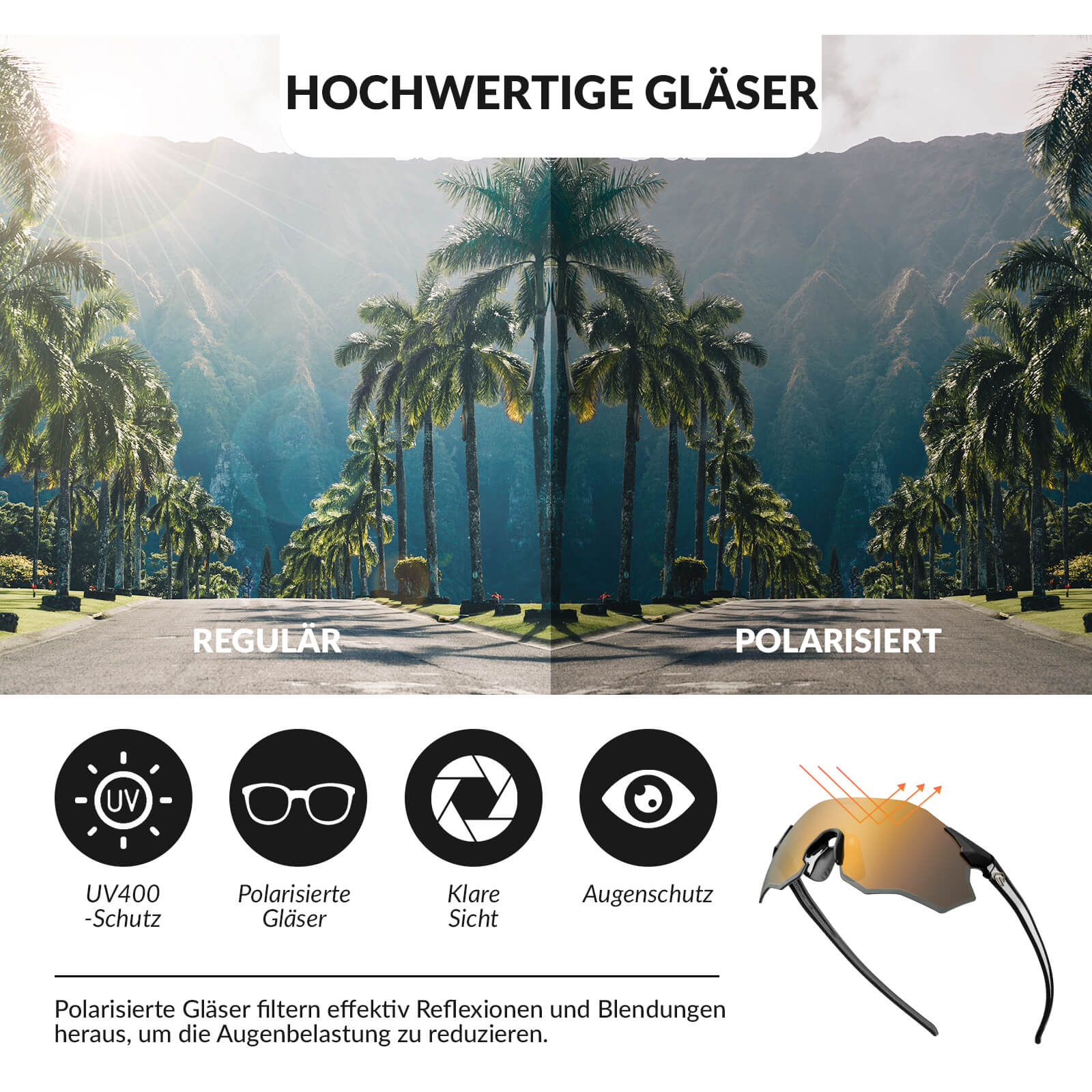 Fahrradbrille Verspiegelte Gläser UV400 - Schutz Ohne Rahmen - SWIFT - Fahrradbrille ROCKBROS - EU - NooMii