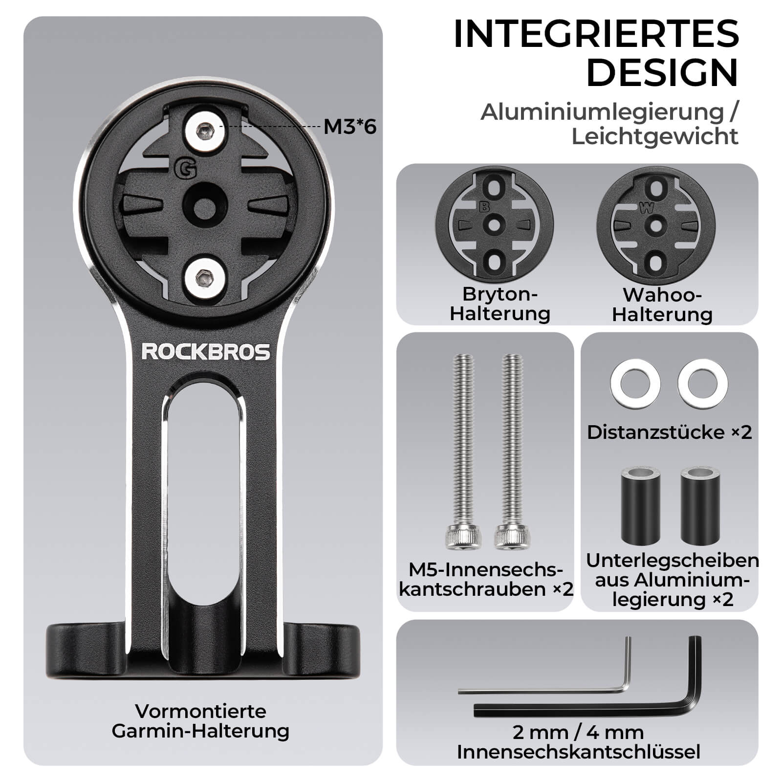 Fahrradcomputer Halterung Kompatibel mit Garmin/Bryton/GPS Fahrradlicht - Fahrrad Handyhalterung ROCKBROS - EU - NooMii