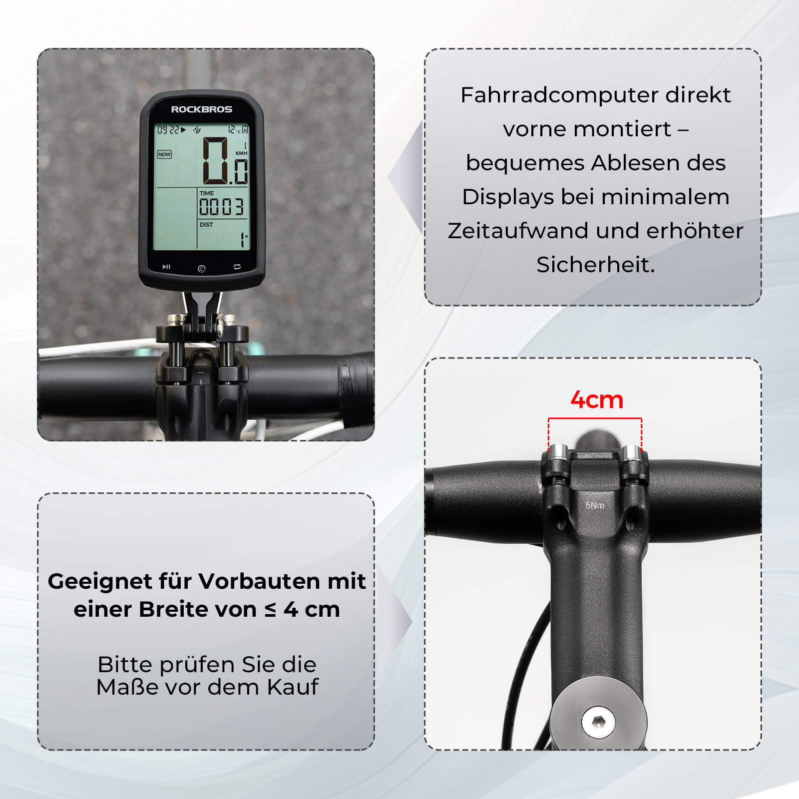 Fahrradcomputer Halterung Kompatibel mit Garmin/Bryton/GPS Fahrradlicht - Fahrrad Handyhalterung ROCKBROS - EU - NooMii