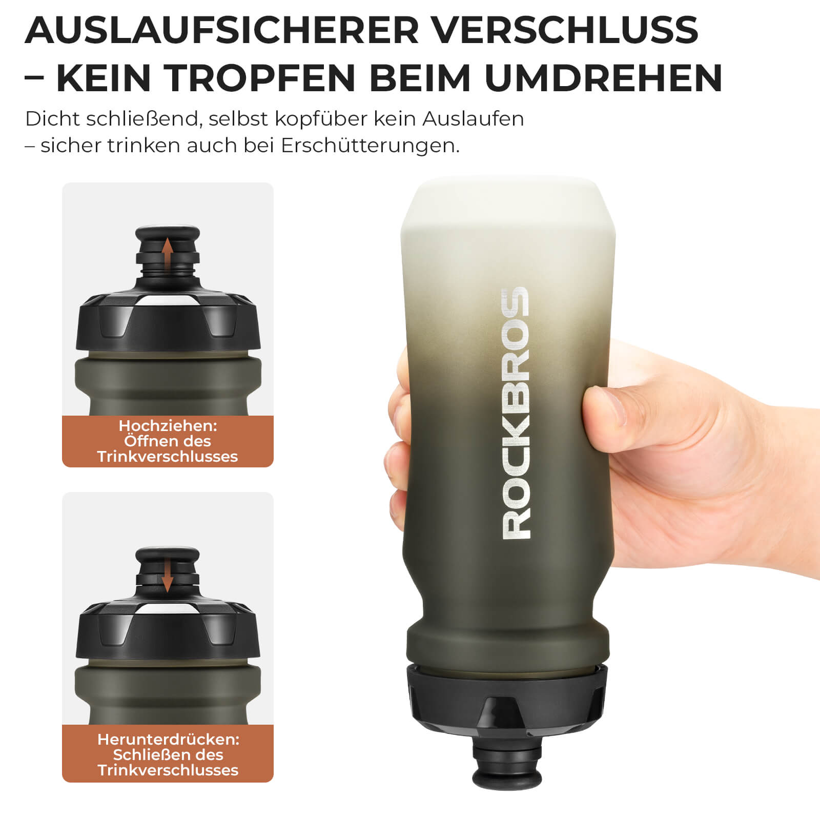 Fahrradflasche mit auslaufsicherem Pull - Top - Verschluss 600/750ml - Fahrradflasche ROCKBROS - EU - NooMii