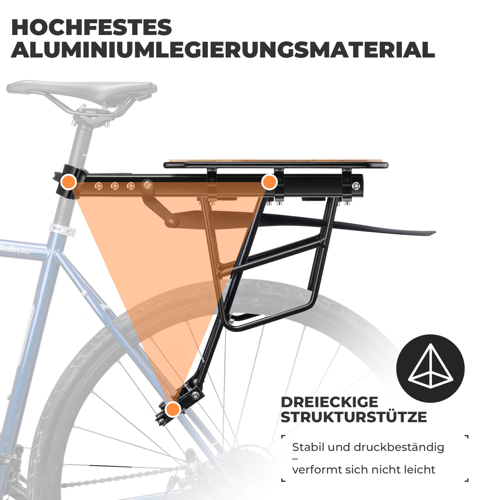 Fahrradgepäckträger mit Schutzblech Montage ohne Bohren 26 - 29 Zoll - Fahrradgepäckträger ROCKBROS - EU - NooMii