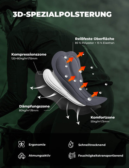 Fahrradhose Lang Gepolstert Nahtlos Schnelltrocknend Herren - Fahrradhose ROCKBROS - EU - NooMii