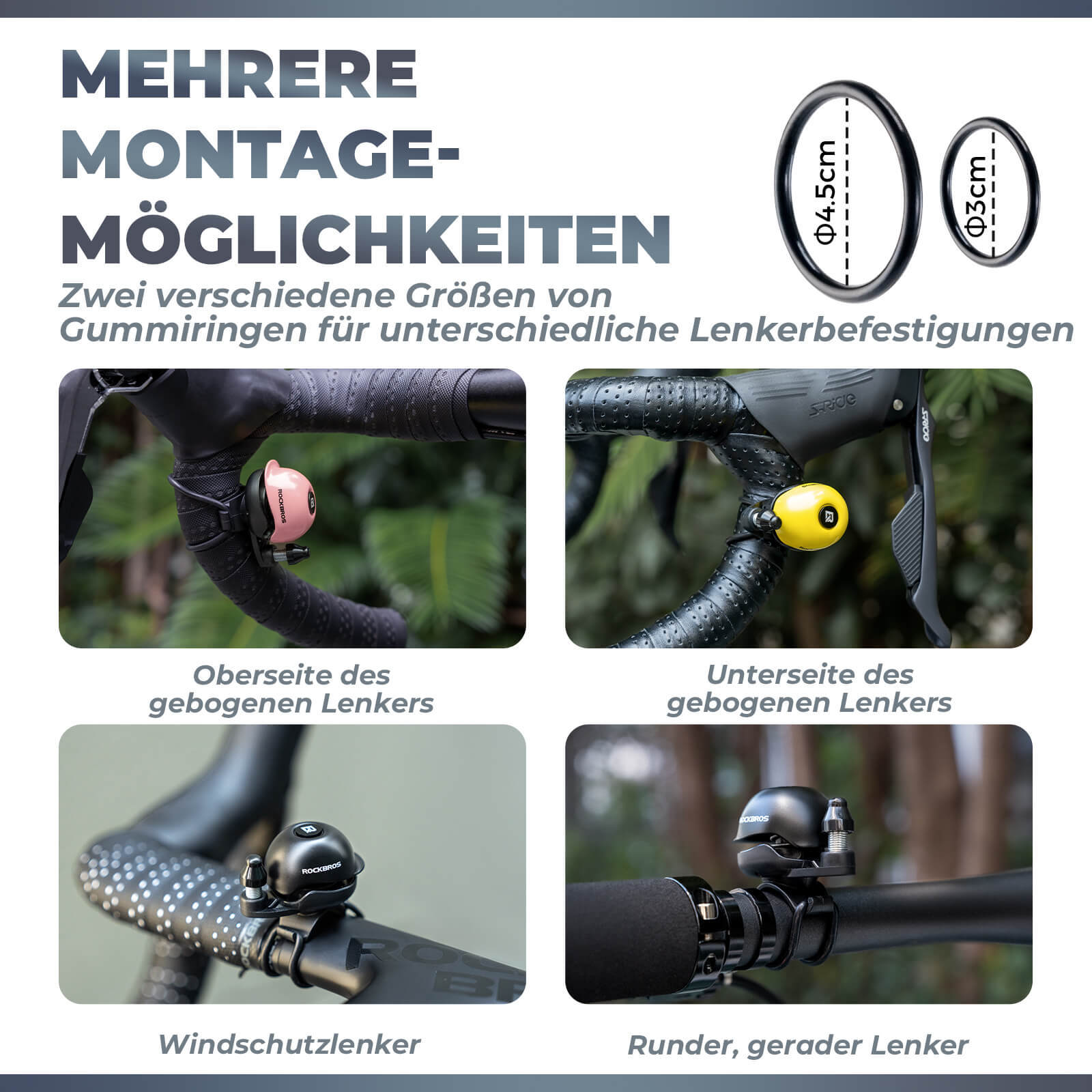 Fahrradklingel 360 - Grad - Drehung für 22 - 34mm Lenker - Fahrradklingel ROCKBROS - EU - NooMii