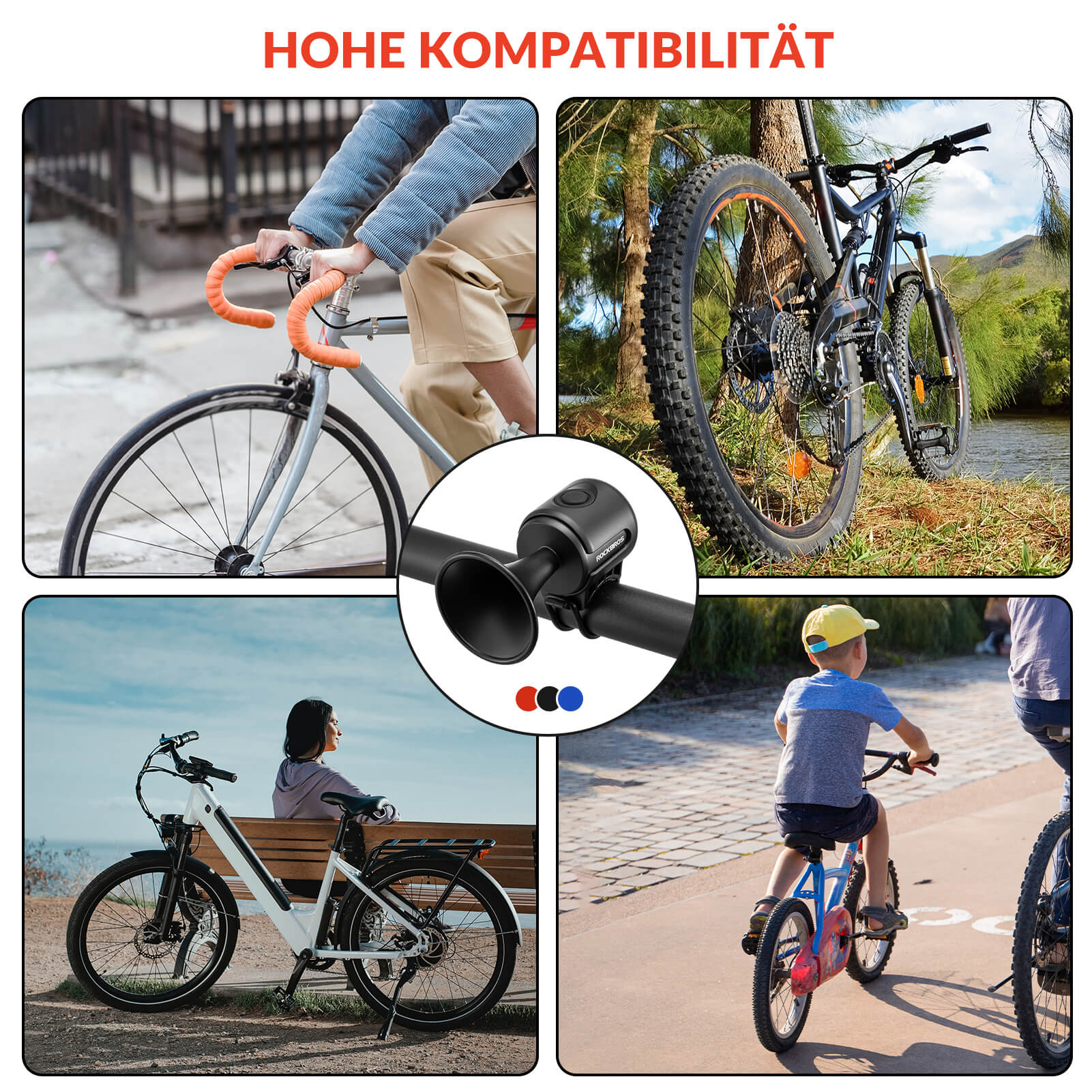 Fahrradklingel Elektrisch 120dB Ton IPX4 Wasserschutz Kinder/Erwachsene - Fahrradklingel ROCKBROS - EU - NooMii