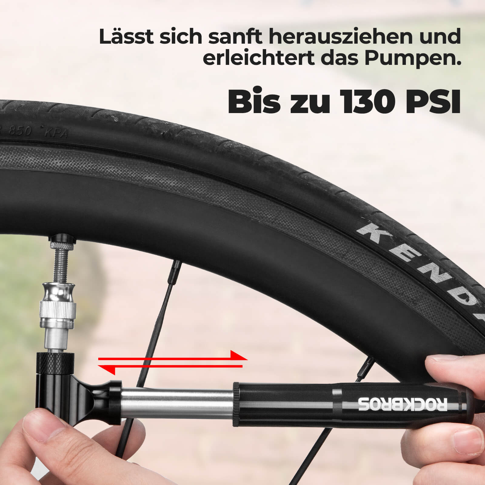 Fahrradpumpe 130PSI Tragbar mit Halterung Presta & Schrader Ventile - Fahrrad Luftpumpen ROCKBROS - EU - NooMii