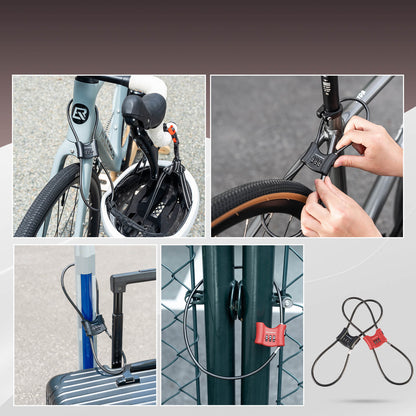 Fahrradschloss mit 5,5 mm Stahlkabel Doppelring - Fahrradschloss ROCKBROS - EU - NooMii