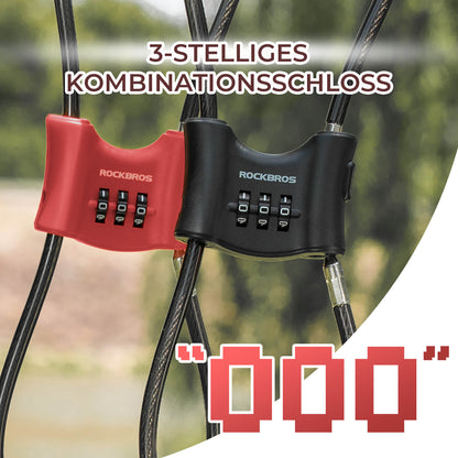 Fahrradschloss mit 5,5 mm Stahlkabel Doppelring - Fahrradschloss ROCKBROS - EU - NooMii