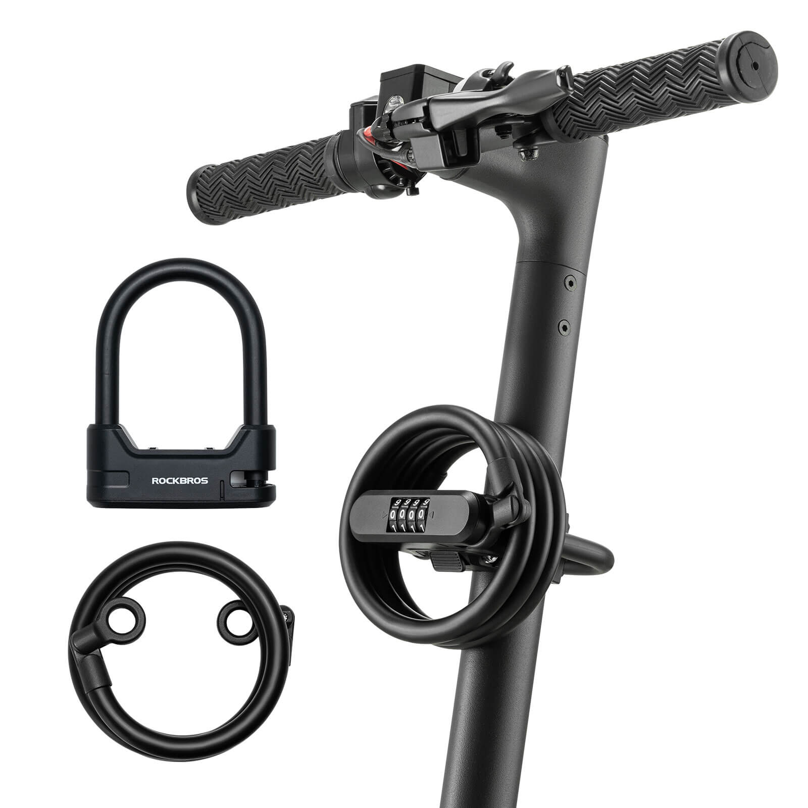 Fahrradschloss Zahlenschloss U - Bügelschloss mit Kabel ca. 1.1m - Fahrradschloss ROCKBROS - EU - NooMii