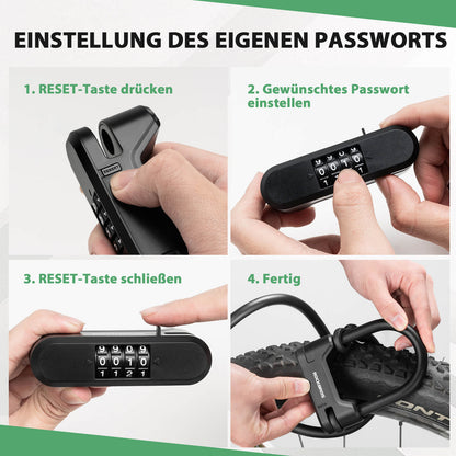 Fahrradschloss Zahlenschloss U - Bügelschloss mit Kabel ca. 1.1m - Fahrradschloss ROCKBROS - EU - NooMii