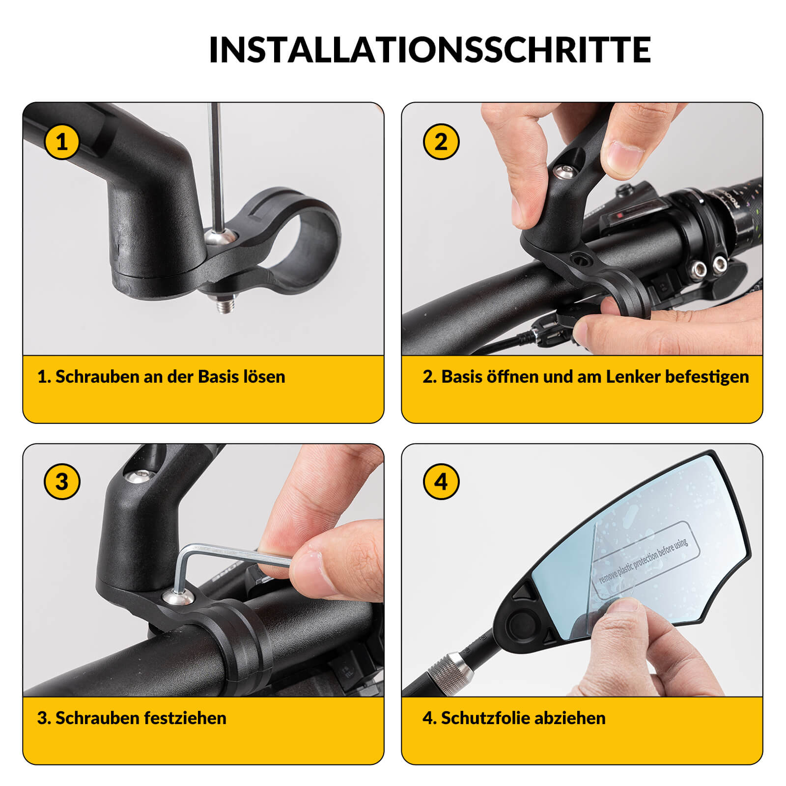 Fahrradspiegel Rückspiegel 360°Drehbar Klappbar für Lenker 20–23mm - Fahrradspiegel ROCKBROS - EU - NooMii