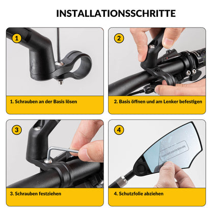 Fahrradspiegel Rückspiegel 360°Drehbar Klappbar für Lenker 20–23mm - Fahrradspiegel ROCKBROS - EU - NooMii