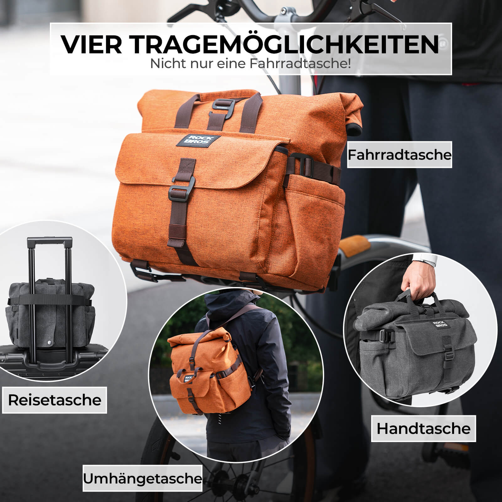 Fahrradtasche Lenkertasche für Brompton 15L+1,8L - Fahrradtaschen ROCKBROS - EU - NooMii
