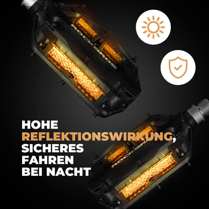 Flat Fahrradpedale Rutschfest mit Reflektorstreifen - Fahrradpedale ROCKBROS - EU - NooMii