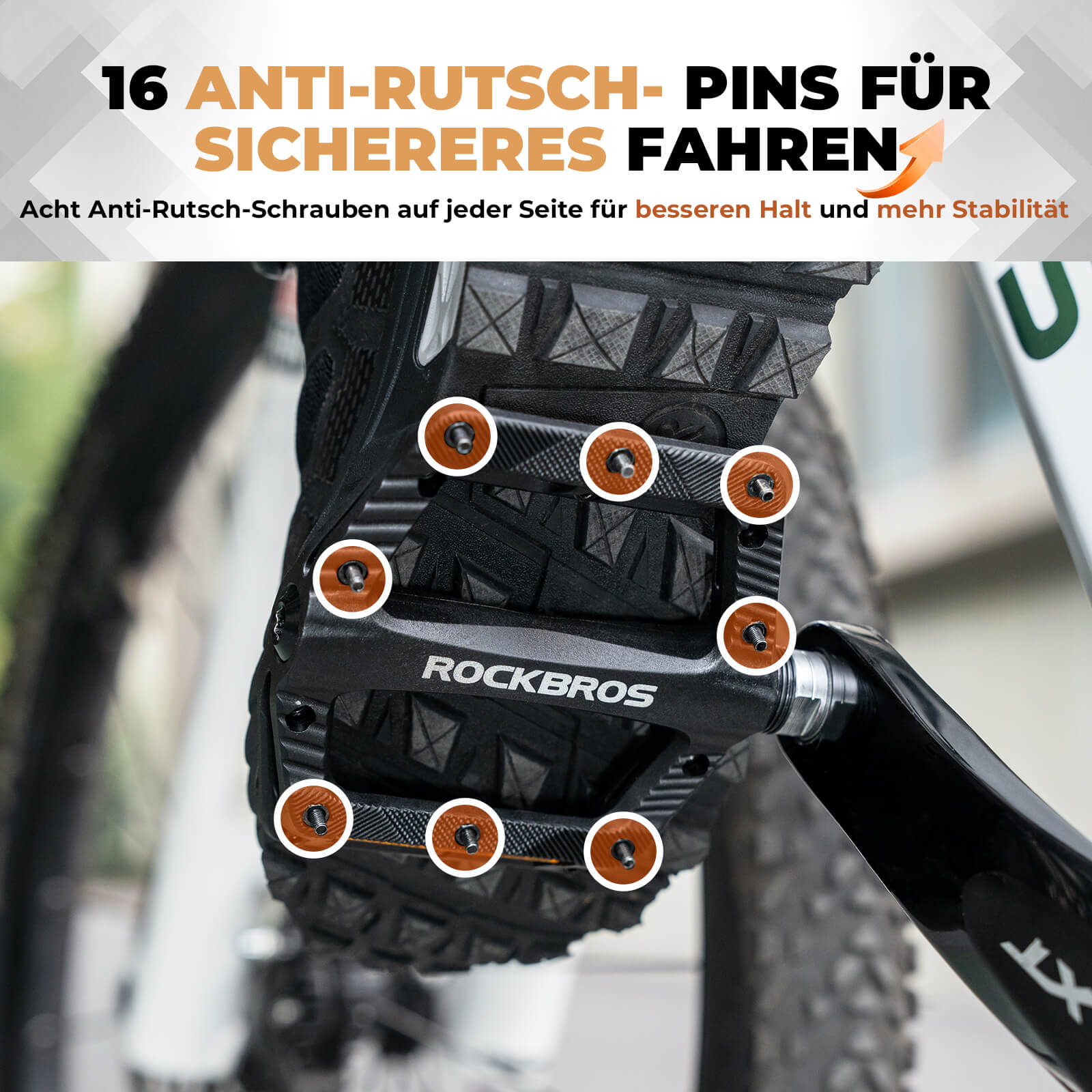 Flat Fahrradpedale Rutschfest mit Reflektorstreifen - Fahrradpedale ROCKBROS - EU - NooMii