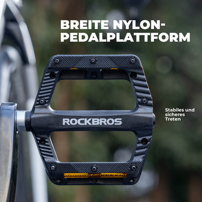 Flat Fahrradpedale Rutschfest mit Reflektorstreifen - Fahrradpedale ROCKBROS - EU - NooMii