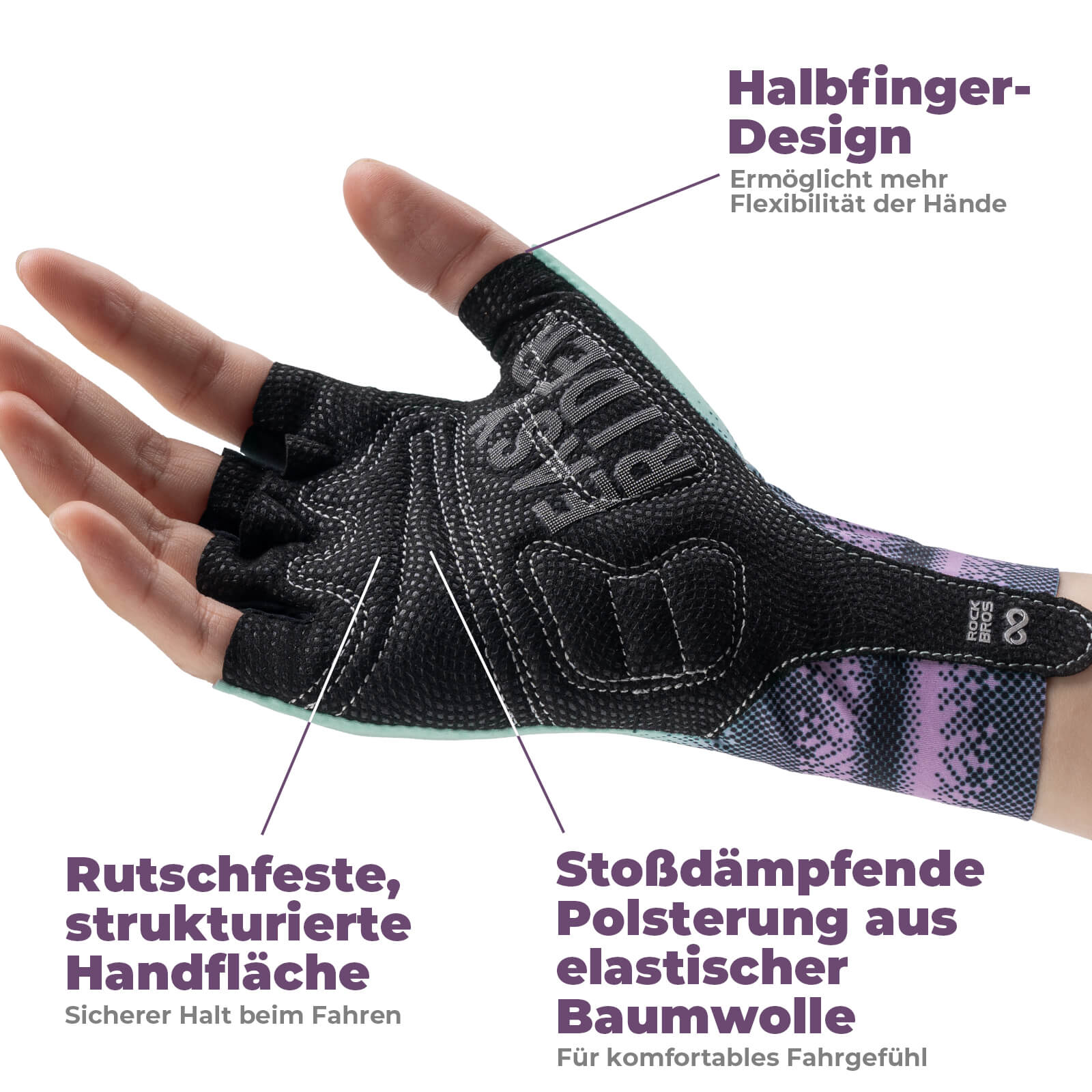 Halbfinger - Fahrradhandschuhe Atmungsaktiv Rutschfest Sommer - Fahrradhandschuhe ROCKBROS - EU - NooMii