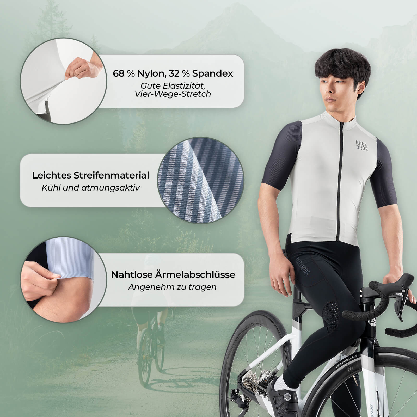 Herren Kurzarm Fahrradtrikot Schnelltrocken Atmungsaktiv Sommer - Fahrradtrikot ROCKBROS - EU - NooMii