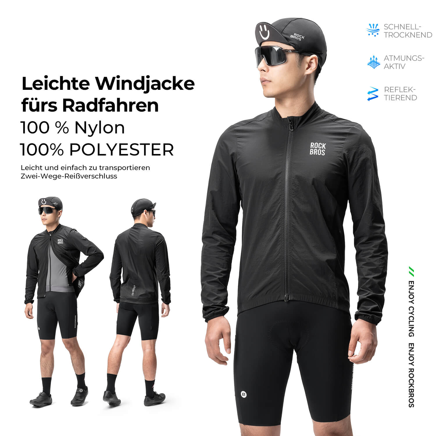 Herren Leichte Fahrradjacke Atmungsaktiv Frühling/Sommer - Fahrradjacke ROCKBROS - EU - NooMii