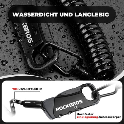 Kabelschloss Zahlenschloss Helmschloss 120cm Leicht - Fahrradschloss ROCKBROS - EU - NooMii
