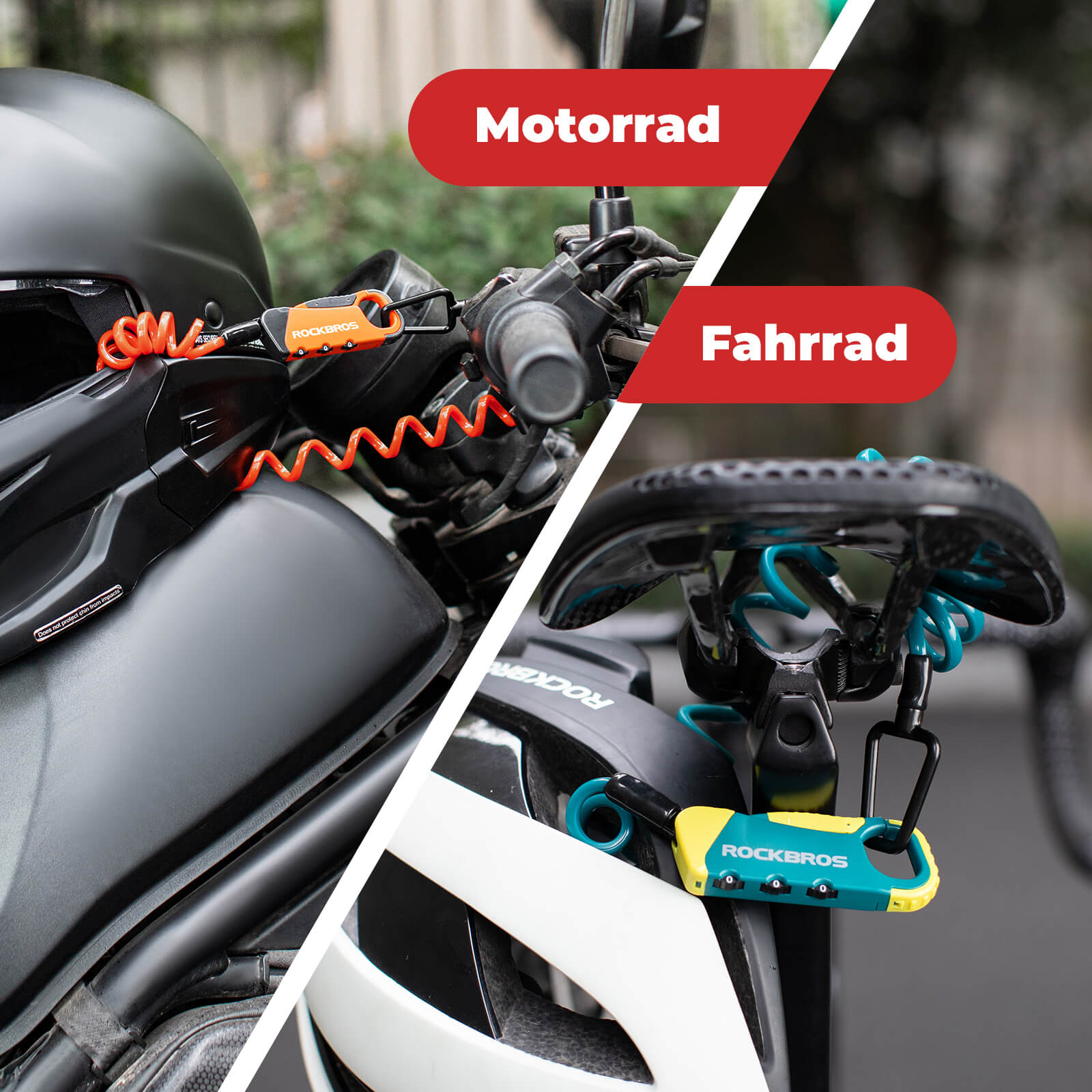 Kabelschloss Zahlenschloss Helmschloss 120cm Leicht - Fahrradschloss ROCKBROS - EU - NooMii