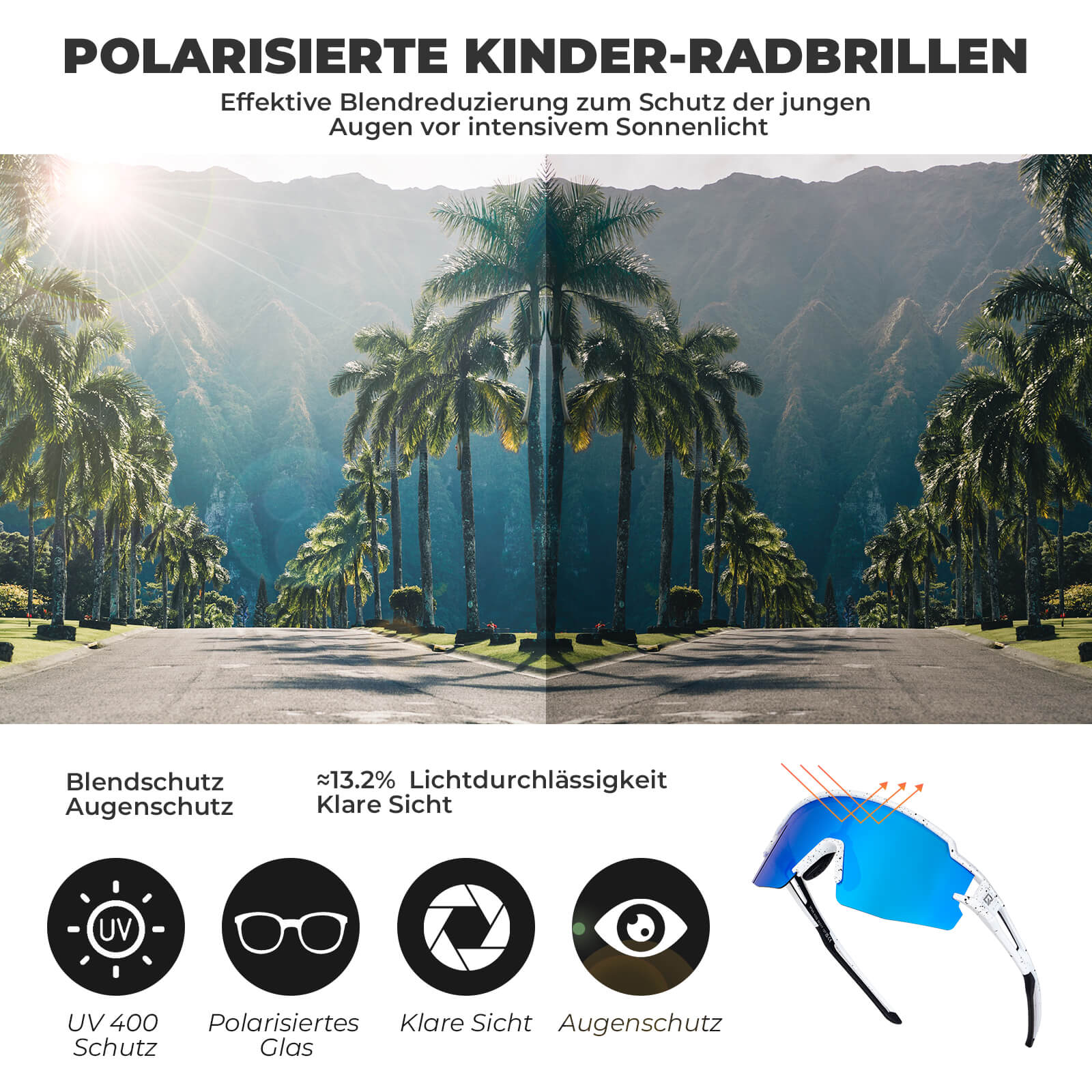 Kinder Fahrradbrille Polarisiert UV400 Schutz - Fahrradbrille ROCKBROS - EU - NooMii