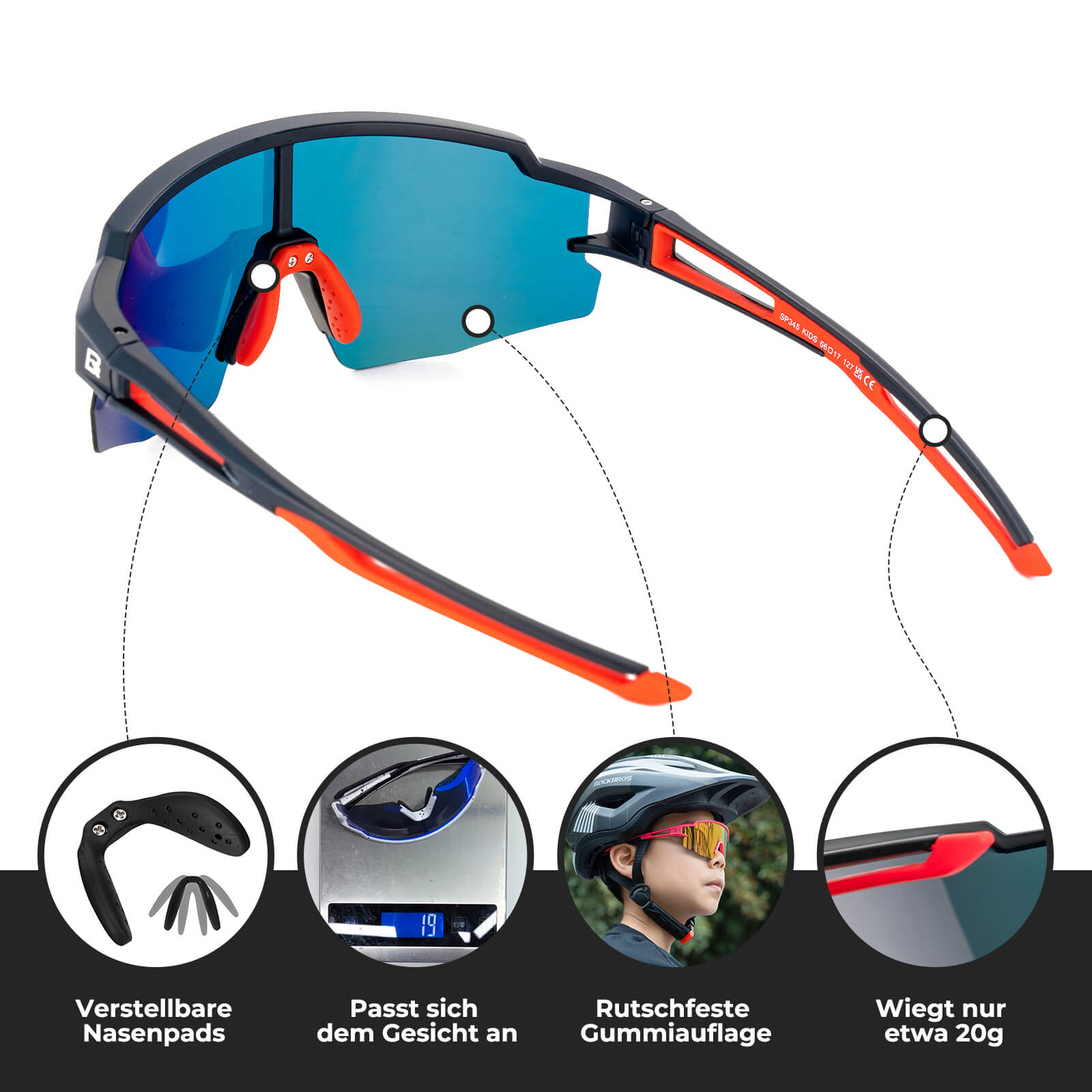 Kinder Fahrradbrille Polarisiert UV400 Schutz - Fahrradbrille ROCKBROS - EU - NooMii
