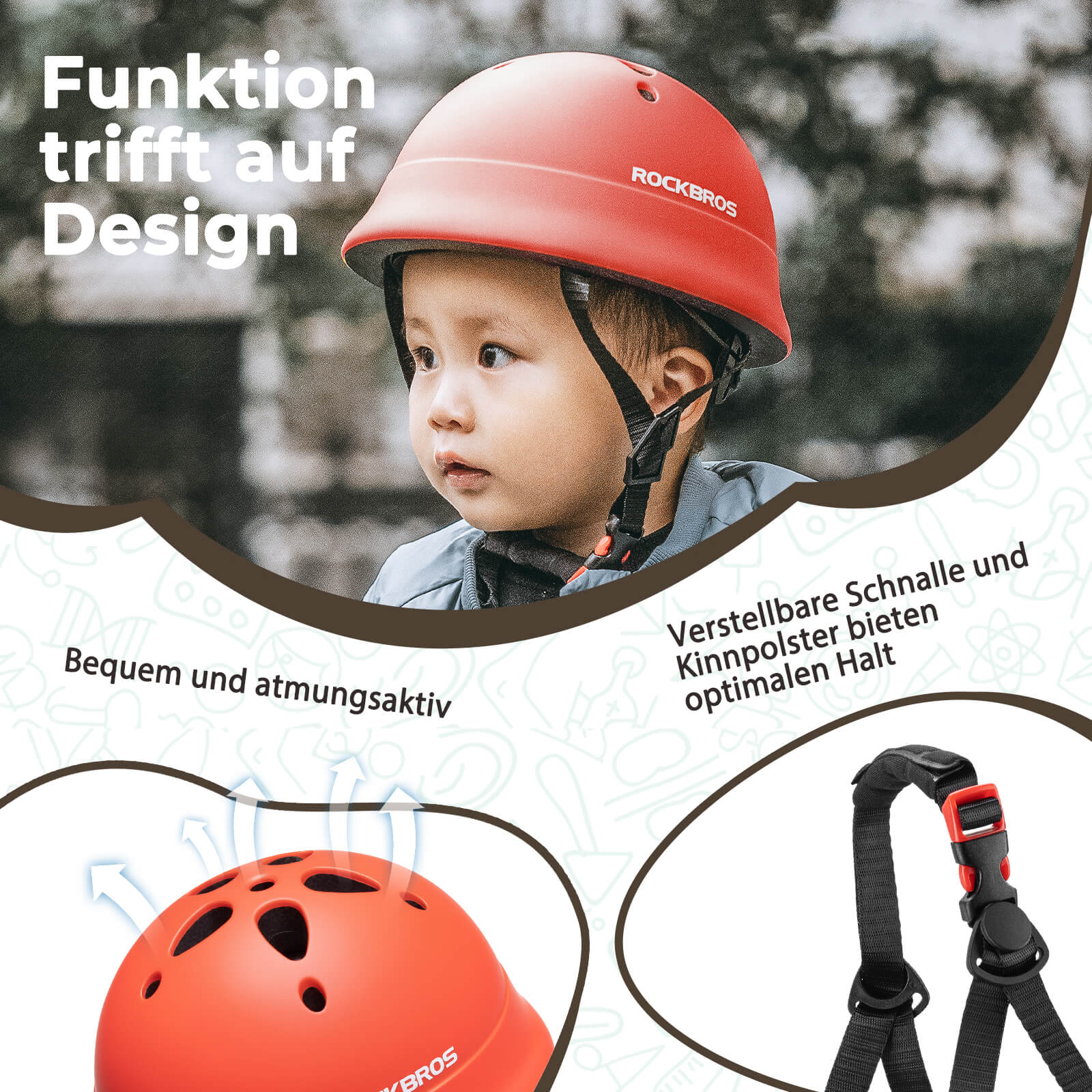 Kinderhelm Fahrradhelm 48 - 52cm 2 - 5 Jahre - Fahrradhelme ROCKBROS - EU - NooMii