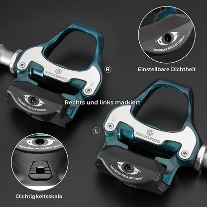 Klickpedale SPD Rennrad Pedale mit Einstellbarer Spannung - Fahrradpedale ROCKBROS - EU - NooMii