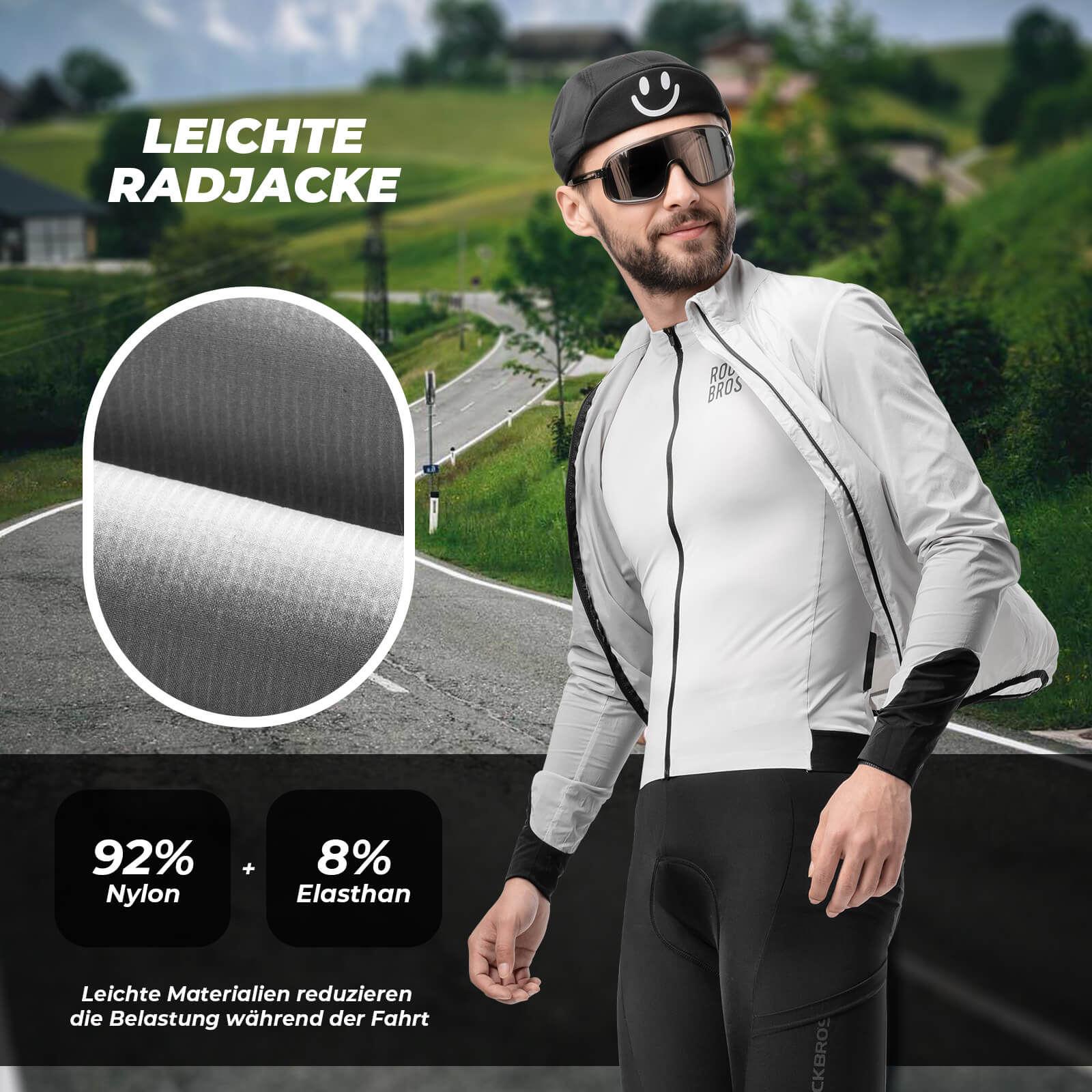 Leichte Fahrradjacke Atmungsaktiv Reflektierend Grau Herren - Fahrradjacke ROCKBROS - EU - NooMii