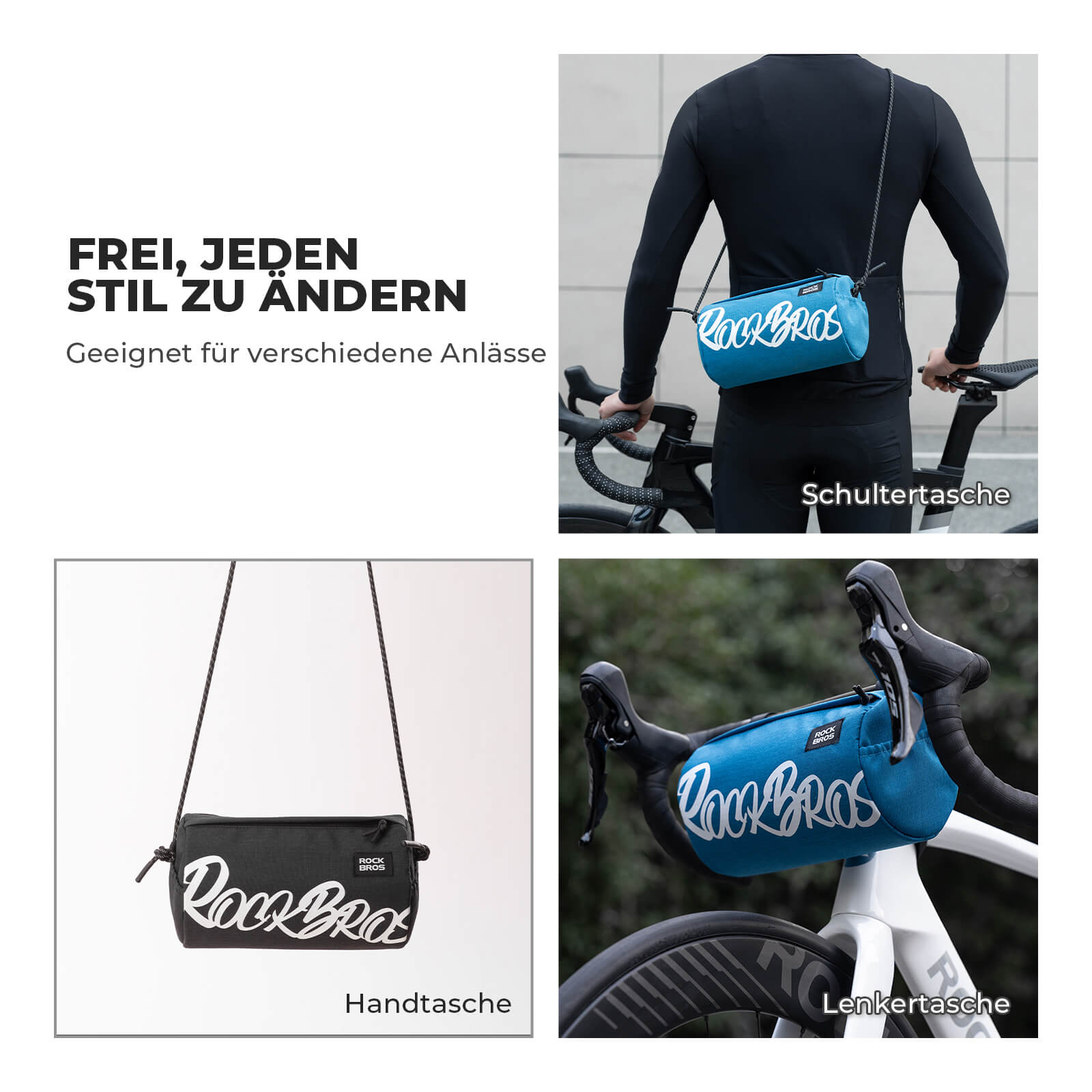 Lenkertasche Klein mit Schultergurt 2L/3,6L - SketchRide Series - Fahrradtaschen ROCKBROS - EU - NooMii