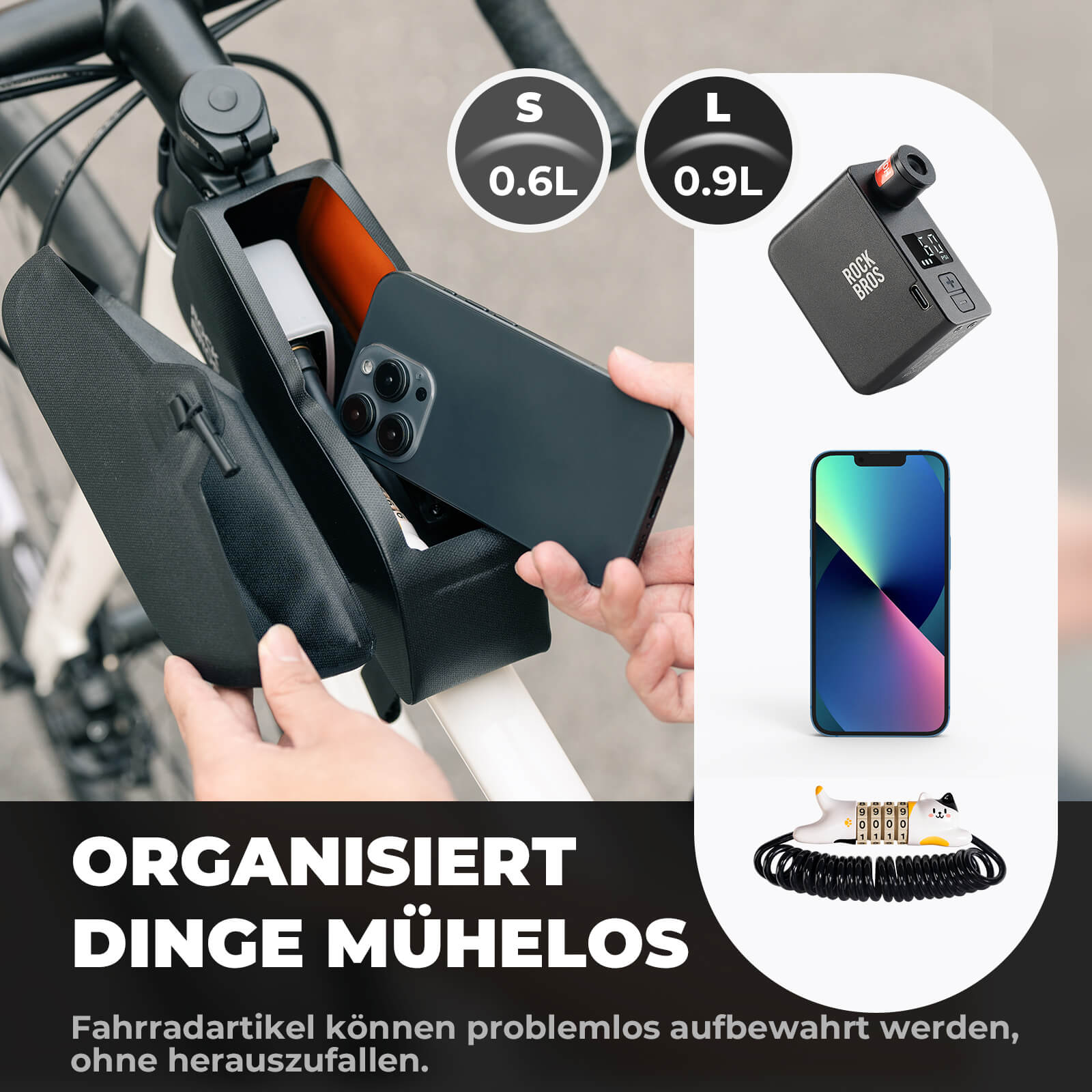 Magnetische Oberrohrtasche 100% Wasserdicht - Fahrradtaschen ROCKBROS - EU - NooMii