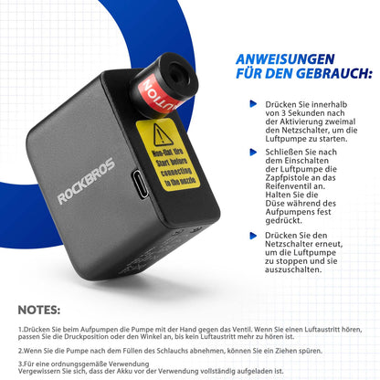 MINI Elektrische Fahrradpumpe AS1 - Fahrrad Luftpumpen ROCKBROS - EU - NooMii