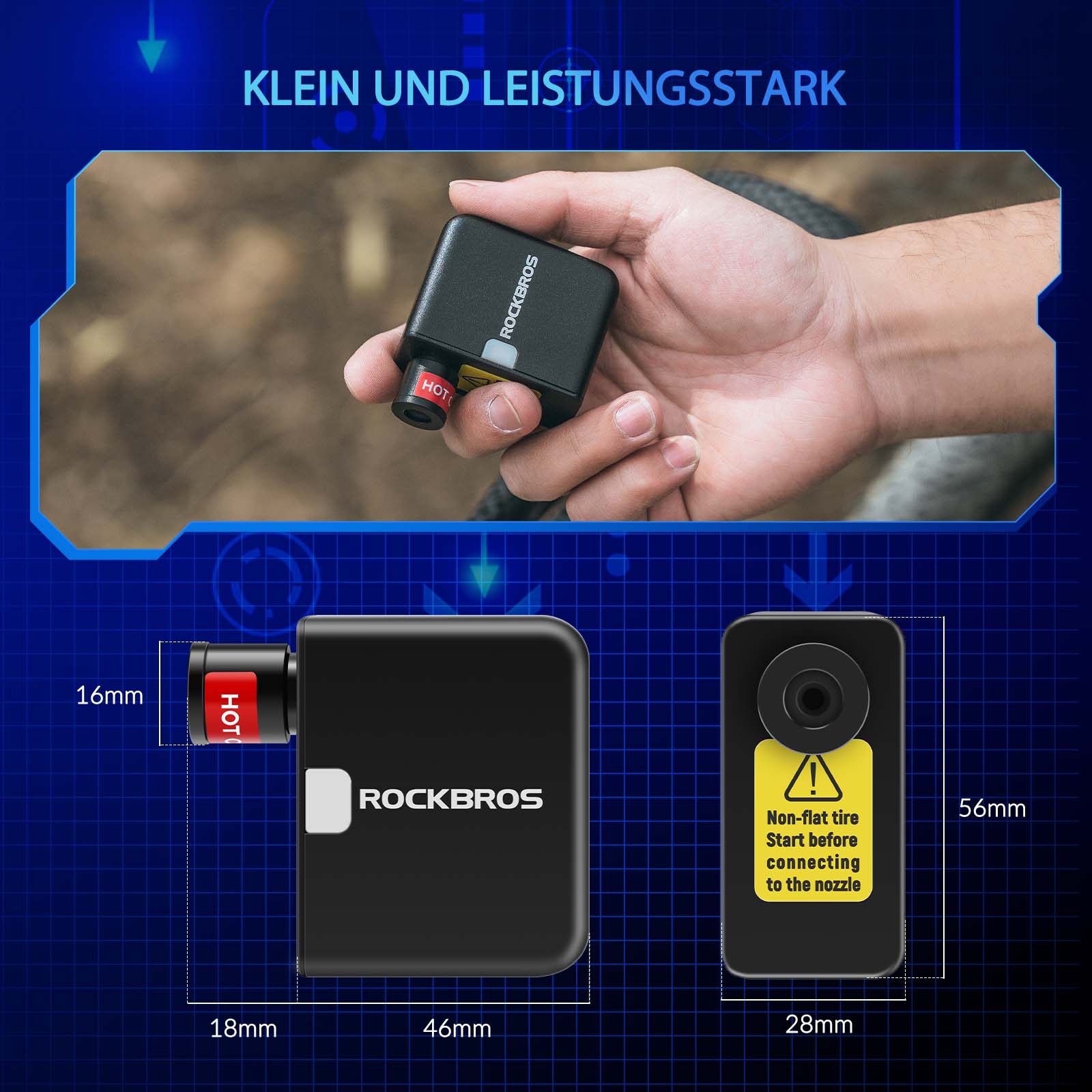 MINI Elektrische Fahrradpumpe AS1 - Fahrrad Luftpumpen ROCKBROS - EU - NooMii