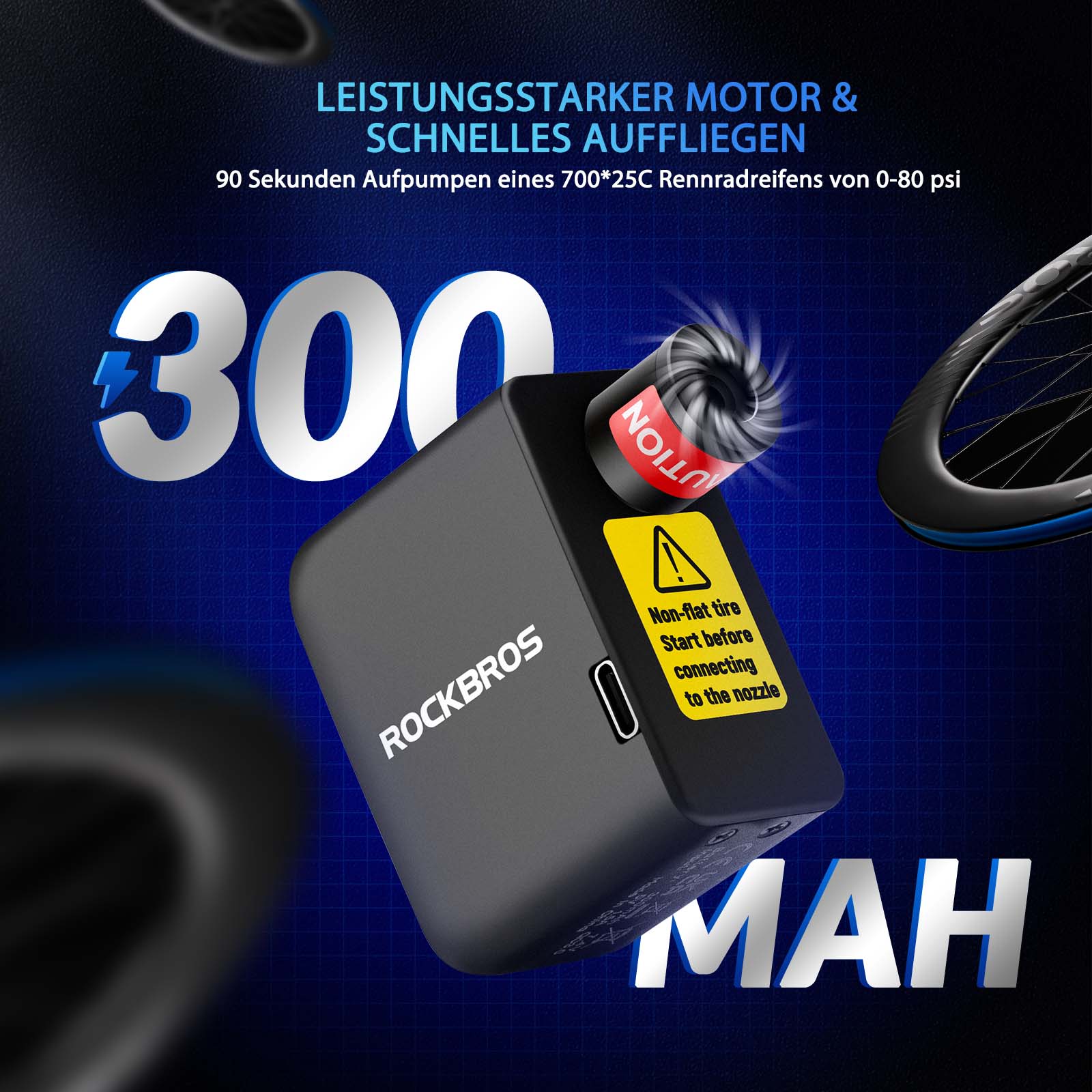 MINI Elektrische Fahrradpumpe AS1 - Fahrrad Luftpumpen ROCKBROS - EU - NooMii