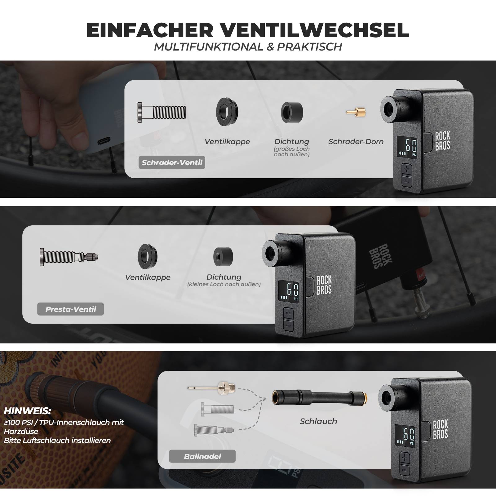 MINI Elektrische Fahrradpumpe AS1 Pro - Fahrrad Luftpumpen ROCKBROS - EU - NooMii