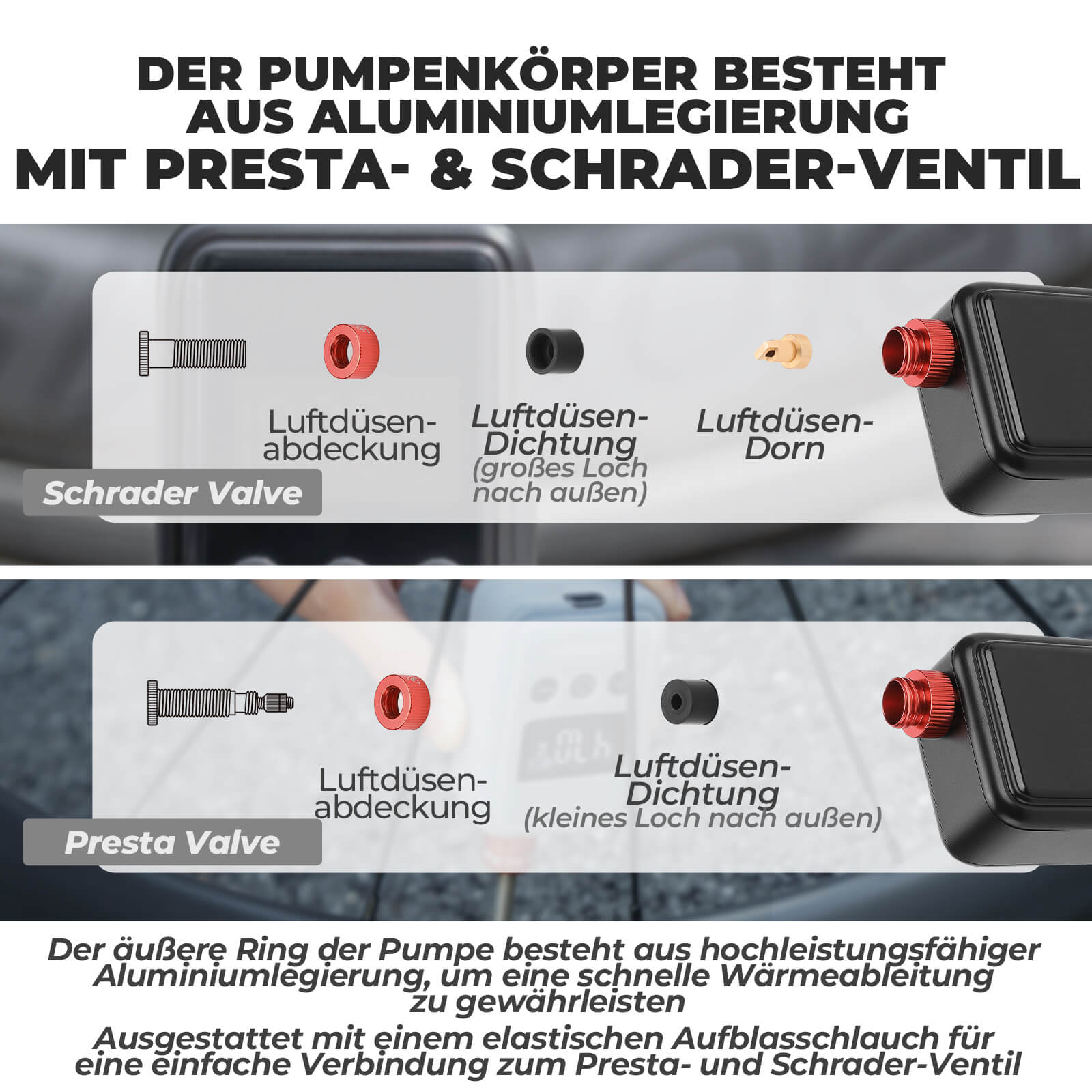 Mini Elektrische Fahrradpumpe LED - Anzeige - Fahrrad Luftpumpen ROCKBROS - EU - NooMii