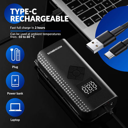 Mini Elektrische Luftpumpe 7 - 150PSI 5 Modi - Fahrrad Luftpumpen ROCKBROS - EU - NooMii