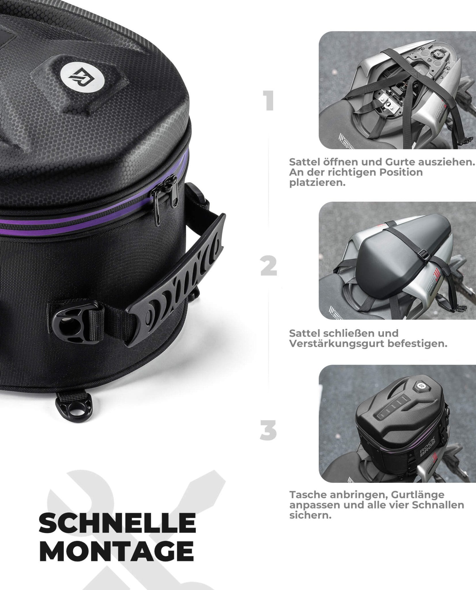 Motorrad Hecktasche Gepäcktasche 12,5L für Rücksitz - Fahrradtaschen ROCKBROS - EU - NooMii