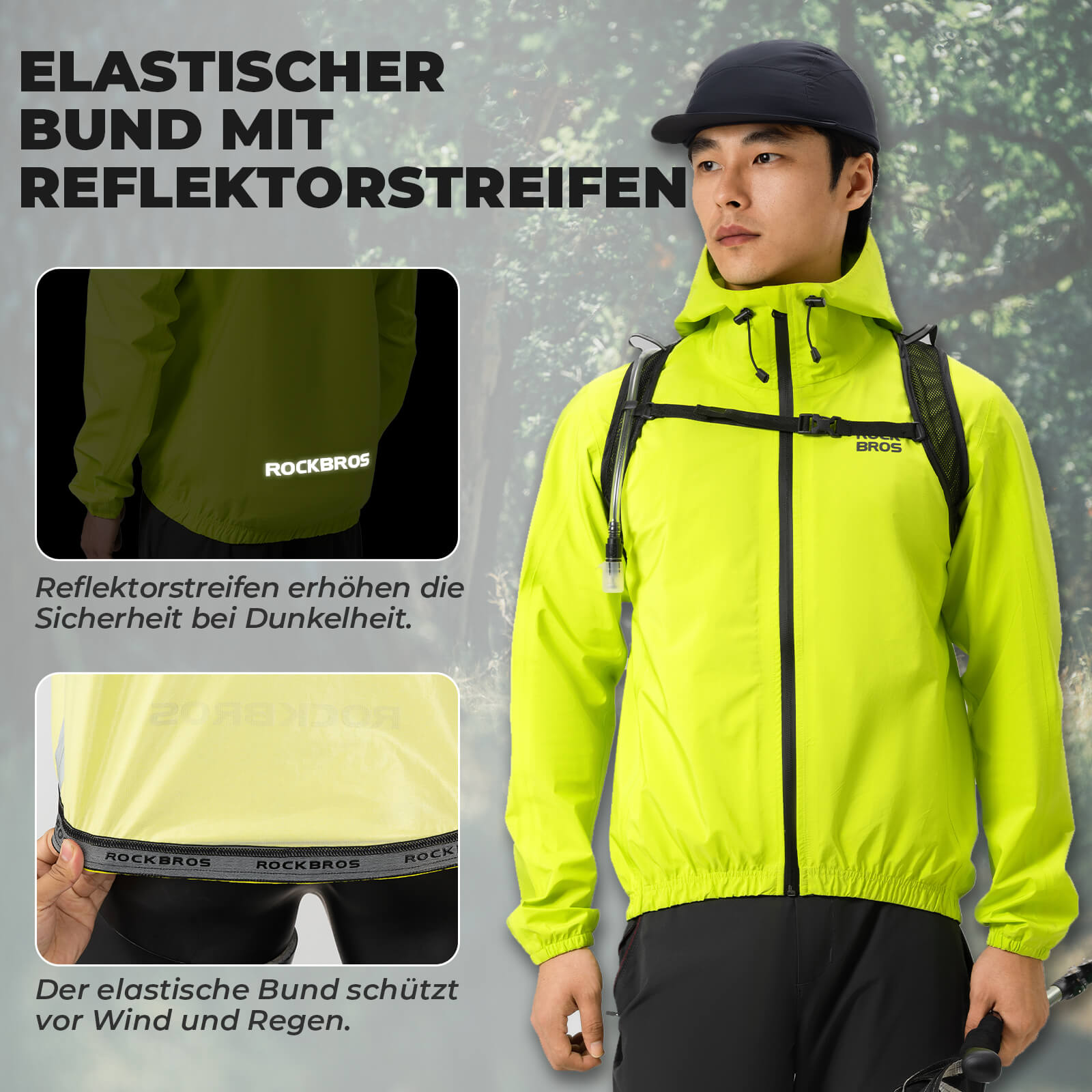 Neon Gelb Jacke Regenjacke Leicht Wasserdicht 0 - 15° Herren/Damen - Fahrradjacke ROCKBROS - EU - NooMii