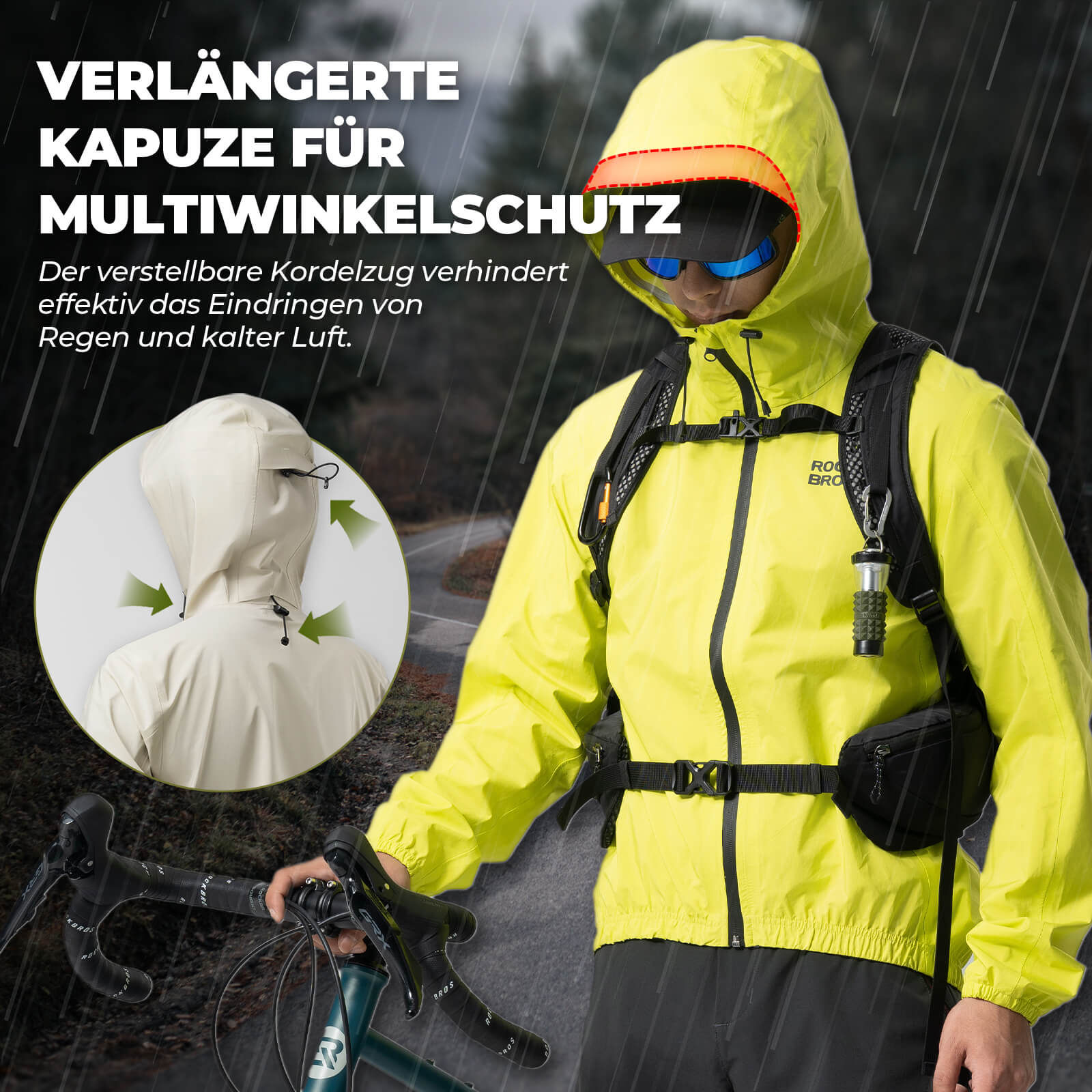 Neon Gelb Jacke Regenjacke Leicht Wasserdicht 0 - 15° Herren/Damen - Fahrradjacke ROCKBROS - EU - NooMii