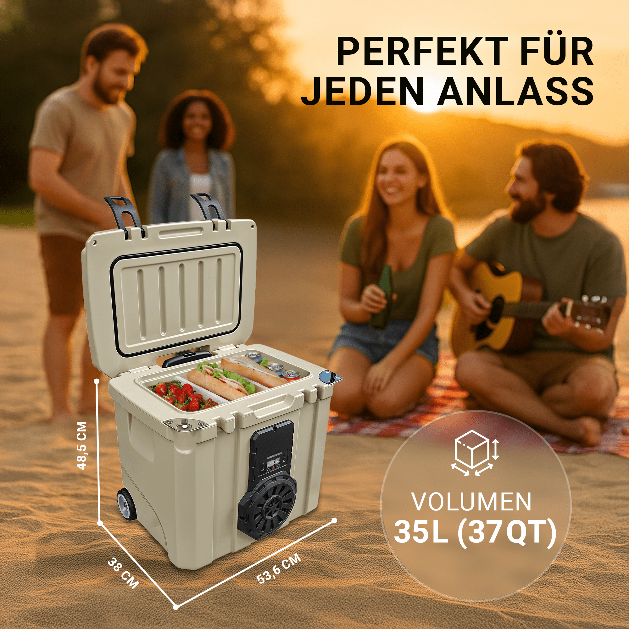 NooMii BeatRoller 35 – Kühlbox mit integriertem Bluetooth - Lautsprecher | 35L Volumen - Kühlbox NooMii - NooMii